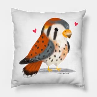 American Kestral Bird with hearts Pillow