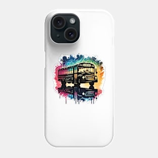 Artistic silhouette of a school bus Phone Case