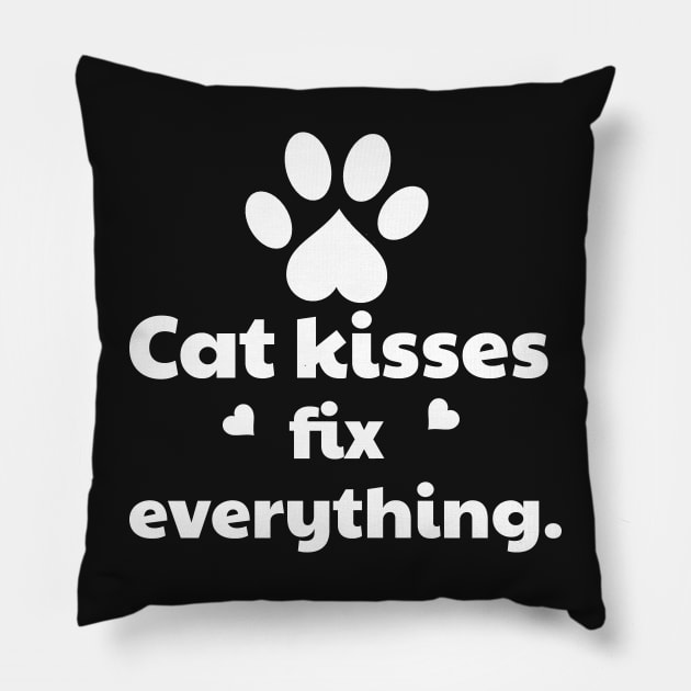 Cat Kisses Fix Everything Pillow by vanityvibes