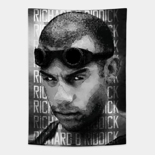 Pitch Black Riddick Vector Tapestry by syanart