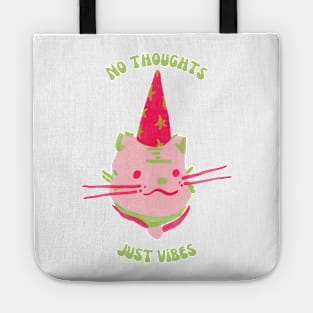 No Thoughts, Just Vibes Wizard Cat Sobre Alba Tote