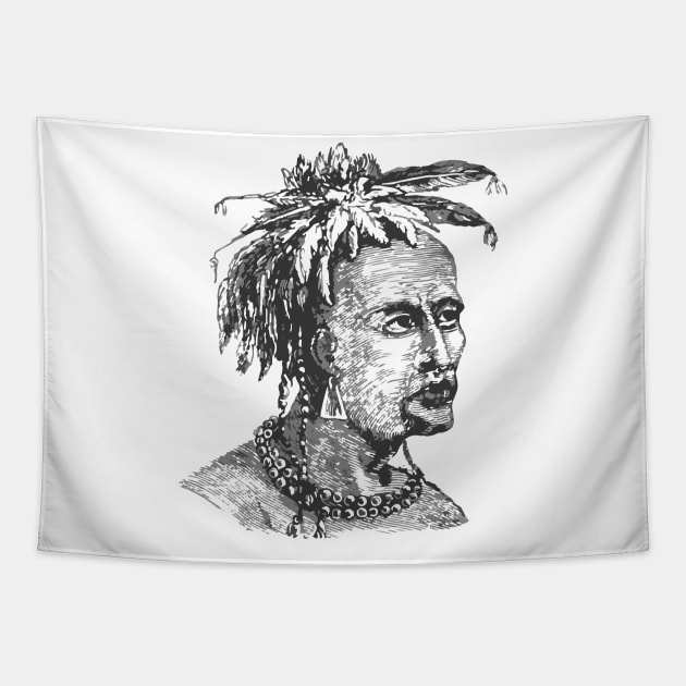 Face of an American Native Man Tapestry by Creative Art Store