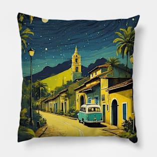 Pernambuco Brazil Starry Night Vintage Tourism Travel Poster Art Pillow