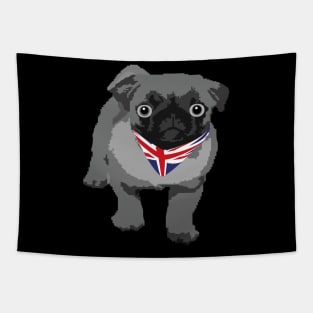 Funny Bulldog With UK Flag Scarf Tapestry