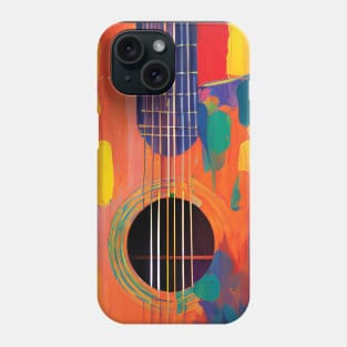 Acoustic Guitar Portrait Modern Oil Painting Style Digital Art Phone Case