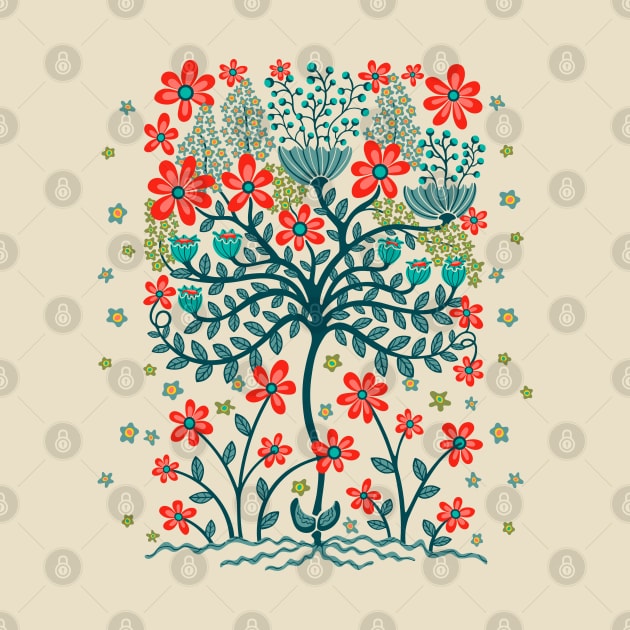 FLOWER BURST Floral Botanical Still Life Flowers in Teal and Coral Orange - UnBlink Studio by Jackie Tahara by UnBlink Studio by Jackie Tahara