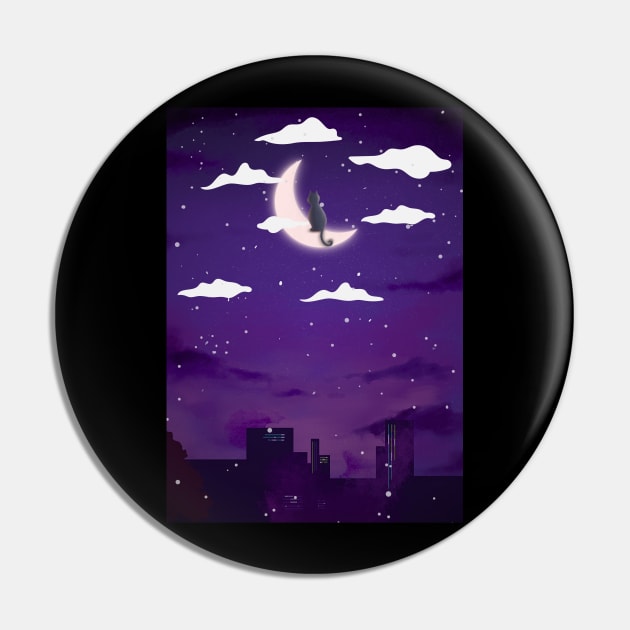 Cityscape with Night Sky Pin by SALOX
