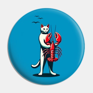 Cat carrying a lobster Pin