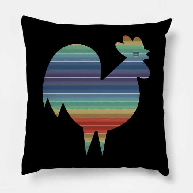 80's Retro Rooster In 80's Colors Pillow by iZiets