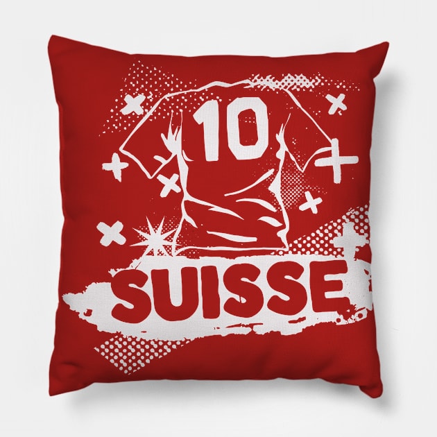 Vintage Swiss Football // Retro Grunge Switzerland Soccer Pillow by SLAG_Creative