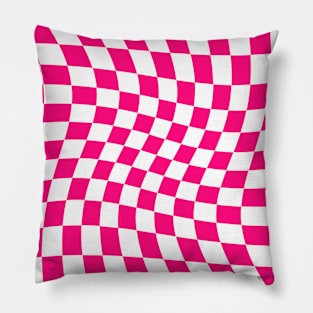 Twisted Checkered Square Pattern - Magenta Pillow