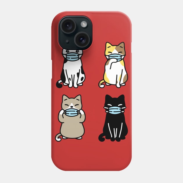 cute funny cats kittens face mask coronavirus covid 19 Phone Case by Spring Moon