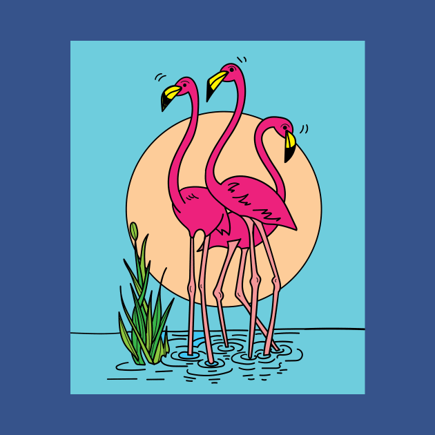 Funny Colorful Flamingos Free Nature by flofin