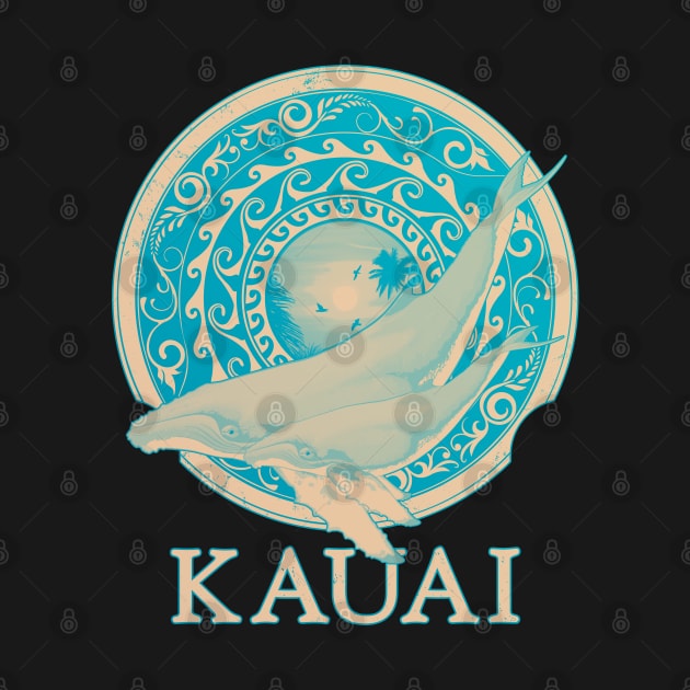 Humpback Whales Shield of Kauai by NicGrayTees