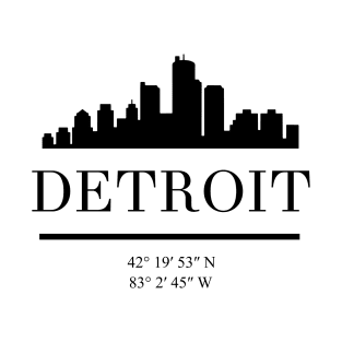 DETROIT MICHIGAN BLACK SILHOUETTE SKYLINE ART T-Shirt