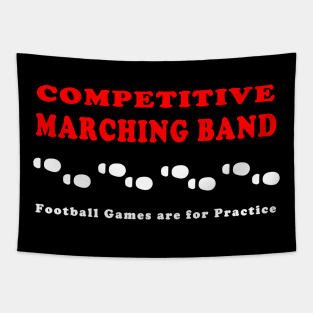 Competitive Marching Band Footprints White Text Tapestry