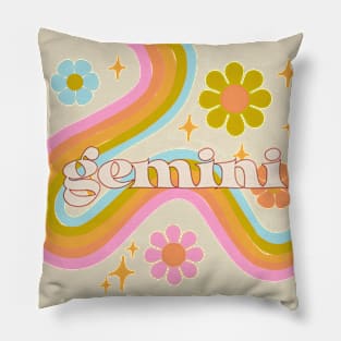 Gemini 70s Rainbow with Flowers Pillow