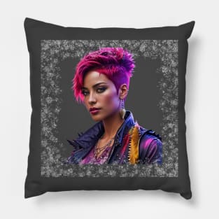 Punk Pink haired girl Pillow