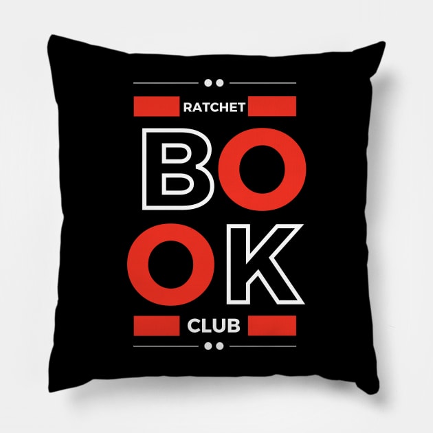 Ratchet Book Club Red & White Pillow by Single_Simulcast