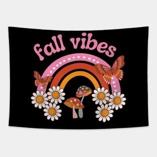 Fall Vibes Rainbow and Mushroom Tapestry