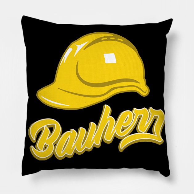 Bauherr Baustelle Hausbau Bauherren Pillow by Foxxy Merch