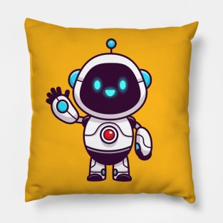 Cute Robot Waving Hand Cartoon (2) Pillow