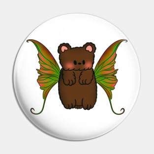 Fairy Teddy Bear with Colorful Red, Green and Orange Tie Dye Wings Pin