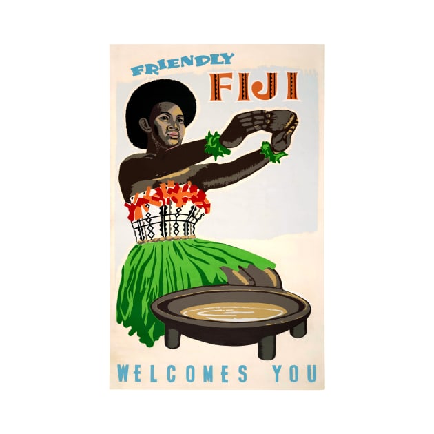 Vintage Travel Poster Friendly Fiji welcomes you by vintagetreasure