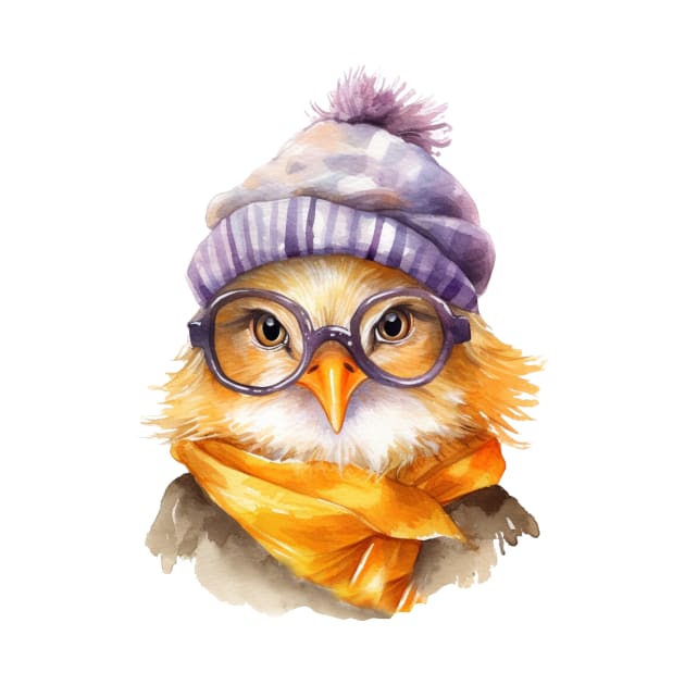 Cozy Chicken in a Purple Hat by Things2followuhome