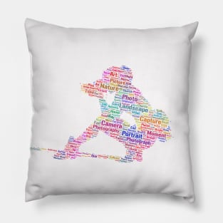 Photographer Photography Silhouette Shape Text Word Cloud Pillow