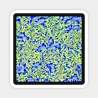 Blue irises and branches William Morris inspired seamless pattern Magnet