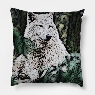 Arctic Wolf Painting Pillow