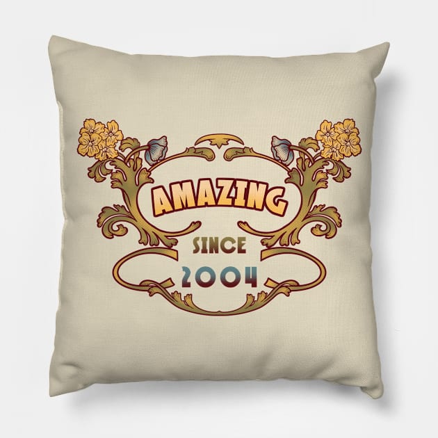 AMAZING SINCE 2004 vintage art nouveau retro 2000s Pillow by leepianti