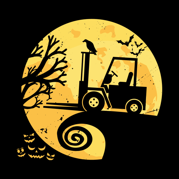 Forklift and Moon Halloween for Warehouse Forklifter Driver by BlackDog