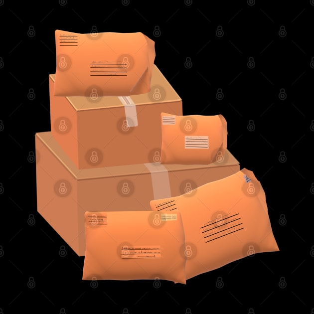 Happy Snail Mail Packages (Black Background) by Art By LM Designs 