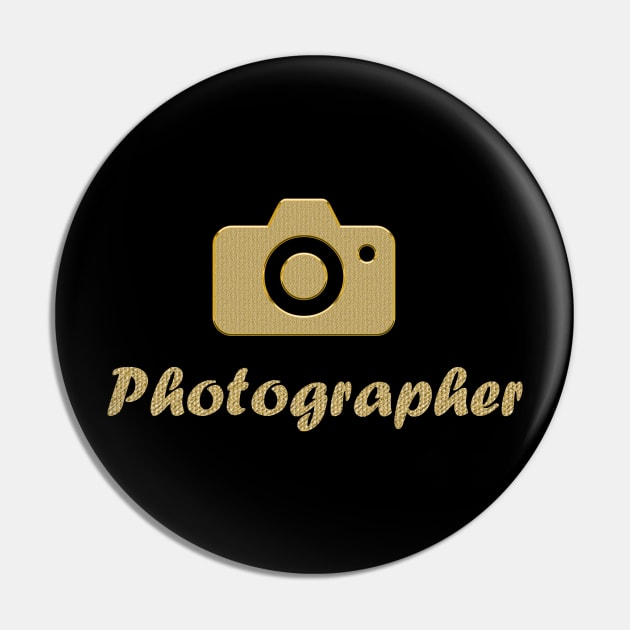 Photographer golden camera Pin by ppandadesign