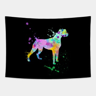 Boxer Dog Artwork Watercolor Paint Splatter Silhouette Dog Lover Gift Tapestry