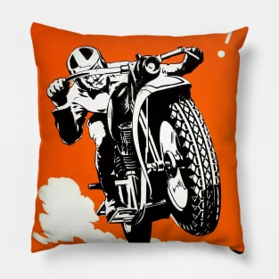 Motorcycle Races Vintage Poster Pillow