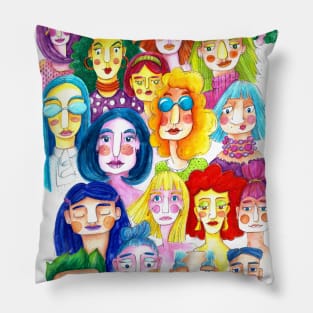 Faces in a Crowd Pillow