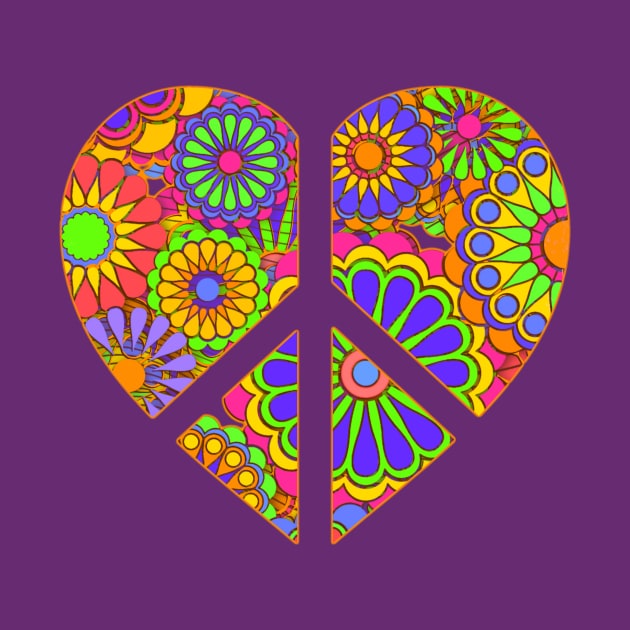 Love Flower Power Peace Sign Heart by AlondraHanley