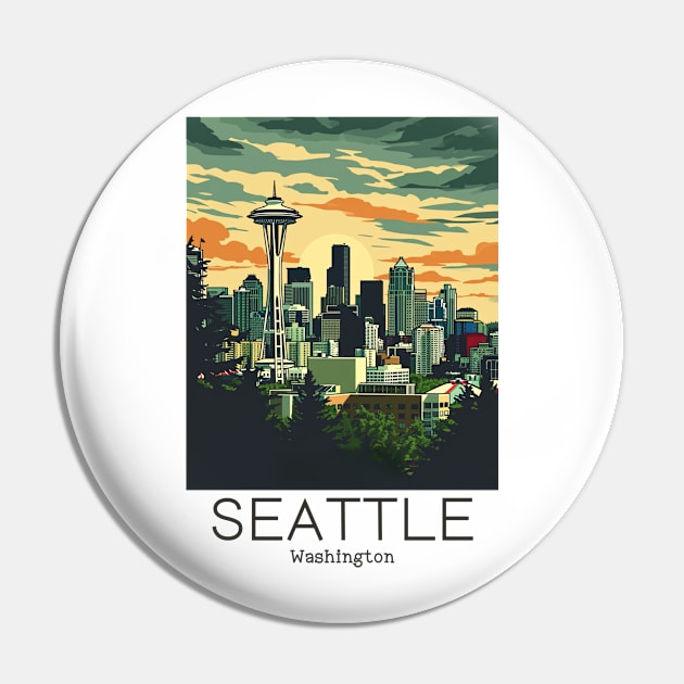 A Vintage Travel Illustration of Seattle - Washington - US Pin by goodoldvintage