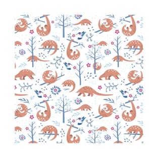 Cute Pangolin Forest Pattern T-Shirt