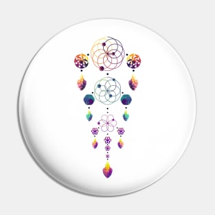 Dream Data Catcher Triple Tier | Rose Curves Circles White Pin