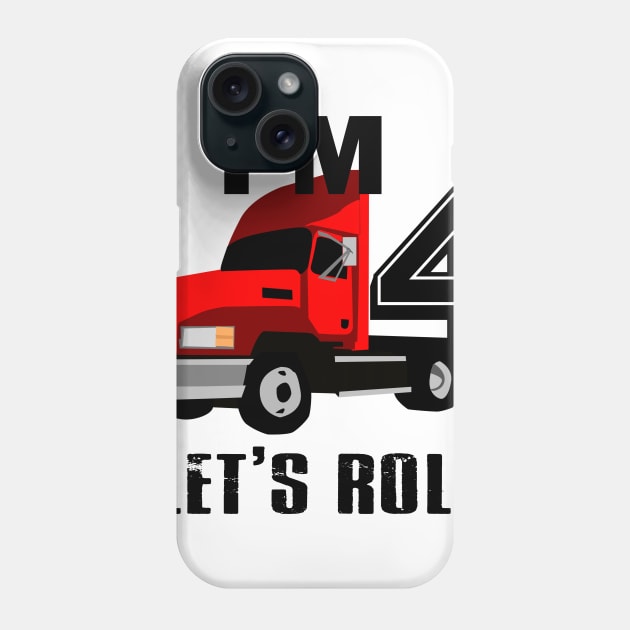 Kids Monster Truck Birthday 4th Birthday T Shirt Boy 4 Year Old Phone Case by designready4you