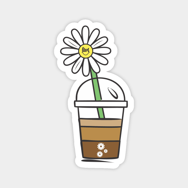 livi Coffee Cup Daisy Flower art Magnet by livilop