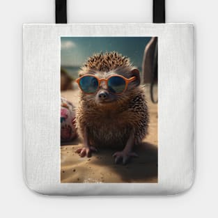 Cute Animals Unique Beach Hedgehog in Shades Humorous Artwork Funny Gift Idea Tote
