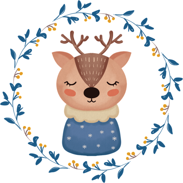 Cute Reindeer Christmas Wreath Kids T-Shirt by i am Cuta