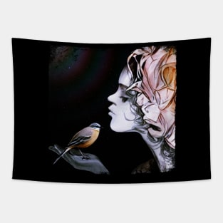 Girl with bird Tapestry