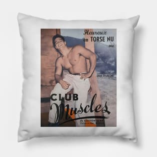 CLUB MUSCLES - Vintage Physique Muscle Male Model Magazine Cover Pillow