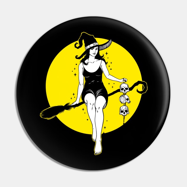 Broom Rider Witch Pin by OccultOmaStore